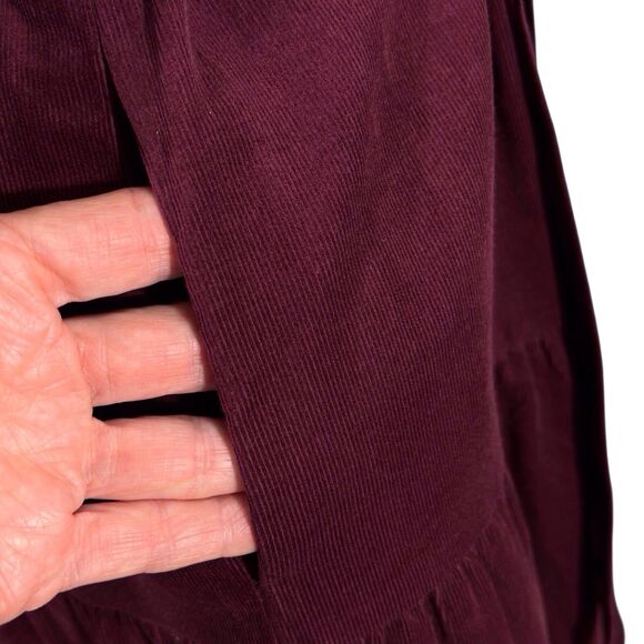 Johnny Was Jade Corduroy Dress Kappa Midi Ruffle XS Maroon Whimsigoth Cowgirl - Picture 11 of 12